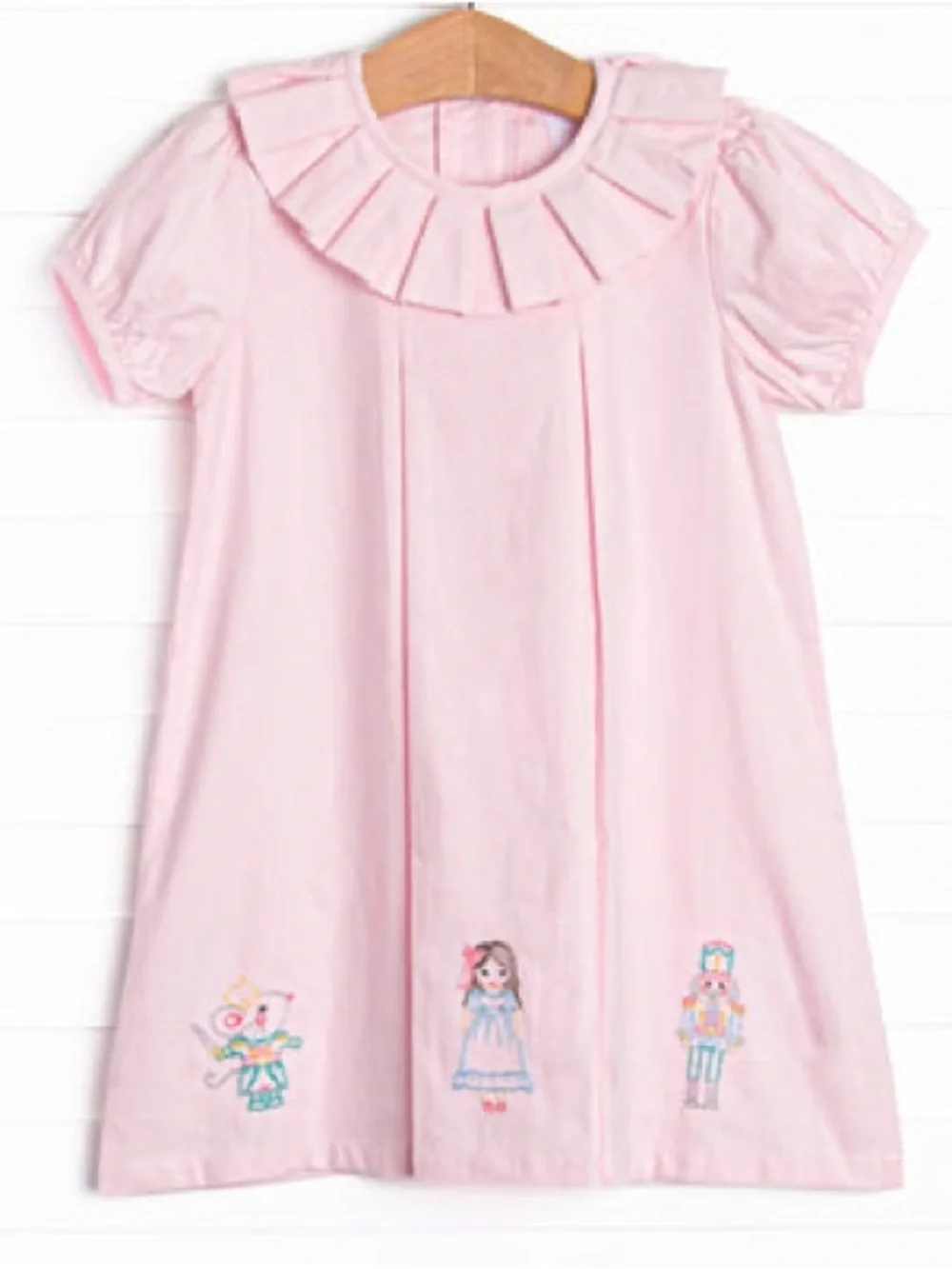 Stitchy Fish Night at the Nutcracker Embroidered Dress, Pink